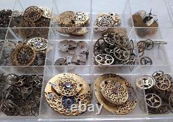 Huge lot Antique Verge Fusee pocket watch movement parts