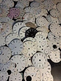 Huge lot OF 190 Hamilton Elgin Pocket Watch dials porcelain