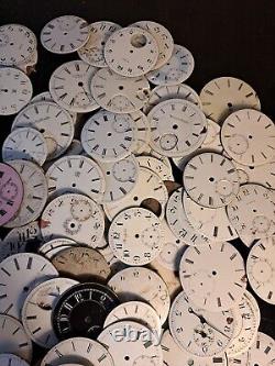 Huge lot OF 190 Hamilton Elgin Pocket Watch dials porcelain