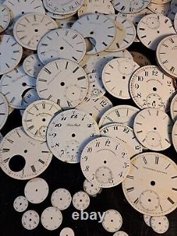 Huge lot OF 190 Hamilton Elgin Pocket Watch dials porcelain