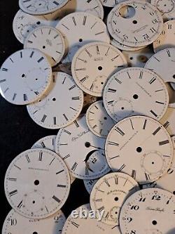 Huge lot OF 190 Hamilton Elgin Pocket Watch dials porcelain