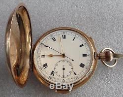 Hunter 9ct Quarter Repeater Chronograph Quality Movement Swiss Circa 1900