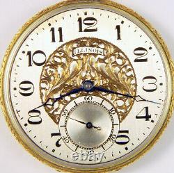 Illinois 23 Jewel 12s Rare Satin Movement Finish Grade 410 Pocket Watch