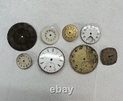 Illinois Elgin Timex Pocket Watch Parts Dials Movements Lot of 8