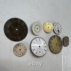 Illinois Elgin Timex Pocket Watch Parts Dials Movements Lot of 8