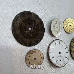 Illinois Elgin Timex Pocket Watch Parts Dials Movements Lot of 8