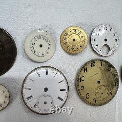 Illinois Elgin Timex Pocket Watch Parts Dials Movements Lot of 8