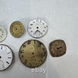 Illinois Elgin Timex Pocket Watch Parts Dials Movements Lot of 8