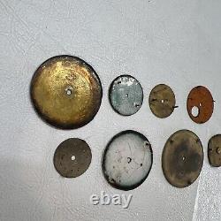 Illinois Elgin Timex Pocket Watch Parts Dials Movements Lot of 8