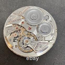 Illinois Hallmark Gr 509 Pocket Watch Movement Diamond End 14s 21j Ticking F6768