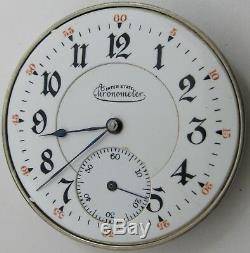 Illinois Interstate Chronometer Pocket Watch Movement 17 j. Adj. For parts OF