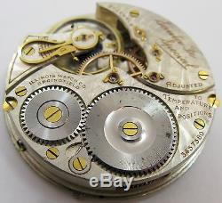 Illinois Santa fe special 16s Pocket Watch Movement 21 jewels for parts. OF