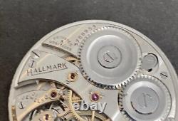 Illinois pocket watch movement Hallmark 509 Diamond Endstone 14s 21j Ticks F6768