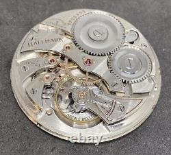 Illinois pocket watch movement Hallmark 509 Diamond Endstone 14s 21j Ticks F6768