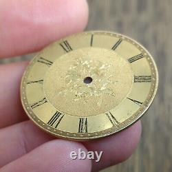 Interesting Early Keyless Cylinder Pocket Fob Watch Movement Gold Dial (T115)