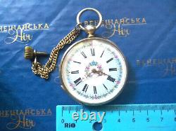 Interesting antique silver Swiss pocket watch with engraved skeleton movement