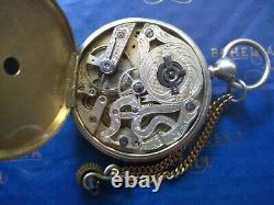 Interesting antique silver Swiss pocket watch with engraved skeleton movement