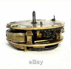 J. Tarts, London Antique Verge Fusee Pocket Watch Movement Repousse