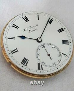 J. W. BENSON H. R. H. Pocket Watch Movement. FULL WORKING ORDER 1800s Field watch