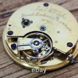 James McCabe Working Fusee Pocket Watch Movement With Gold Dial (BS62)