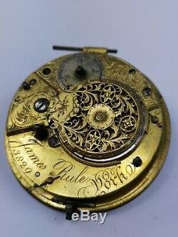 James Rule, York Antique Verge Pocket watch Movement with Silver Cover (B7)