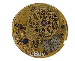 James Snelling London 18th Century English Verge Pocket Watch Movement Vv81