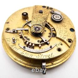 James Stoddart of London English Antique Fusee Pocket Watch Movement with Dial