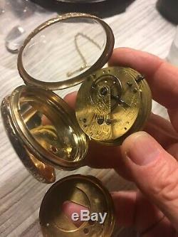 John O Harrison Pocket Watch 1840. Fusee Movement Key Wind Key Set. Work Great