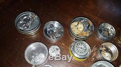 Large Lot of Old Stock Watch Parts Movements & Parts tins Omega Longines