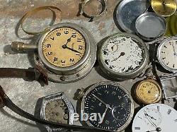 Large pocket watch parts lot, Cases, Movements, face, and more