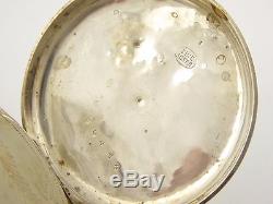Late 1800s Antique Fine Silver Pocket Watch Key Wound Movement AAF Inscripition