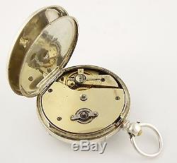 Late 1800s Antique Fine Silver Pocket Watch Key Wound Movement AAF Inscripition