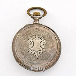 Late 19th C. Euro AVANCE RETARD POCKET WATCH 800 Silver Case Cylinder Movement