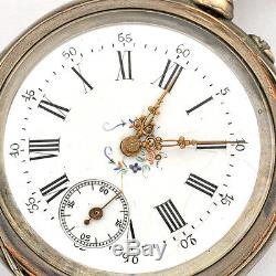 Late 19th C. Euro AVANCE RETARD POCKET WATCH 800 Silver Case Cylinder Movement