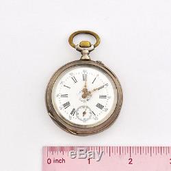 Late 19th C. Euro AVANCE RETARD POCKET WATCH 800 Silver Case Cylinder Movement