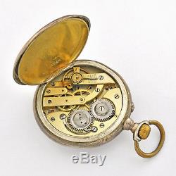 Late 19th C. Euro AVANCE RETARD POCKET WATCH 800 Silver Case Cylinder Movement