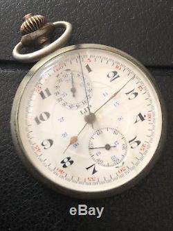 Lip Chronograph Pocketwatch Valjoux Movement Cca1930 51 Mm