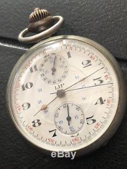 Lip Chronograph Pocketwatch Valjoux Movement Cca1930 51 Mm
