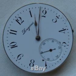 Longines Chronometer Pocket Watch movement & enamel dial 43 mm. In diameter