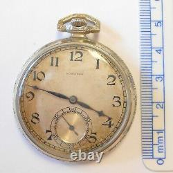 Longines White Gold Plated Open Face Pocket Watch 17J 3800764 3 Finger Movement