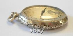 Longines White Gold Plated Open Face Pocket Watch 17J 3800764 3 Finger Movement