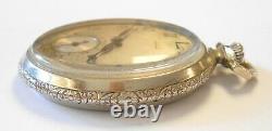 Longines White Gold Plated Open Face Pocket Watch 17J 3800764 3 Finger Movement