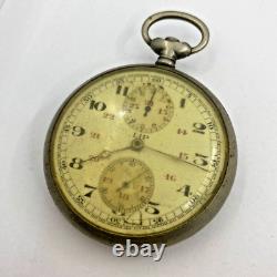 Lot Of 3 Lip & Others Pocket Watch Open Face Chronographs Repair/parts