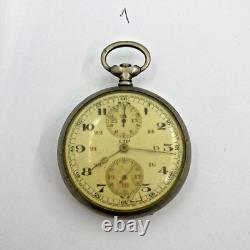 Lot Of 3 Lip & Others Pocket Watch Open Face Chronographs Repair/parts