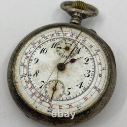 Lot Of 3 Lip & Others Pocket Watch Open Face Chronographs Repair/parts