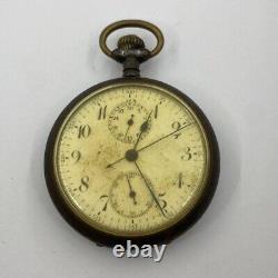 Lot Of 3 Lip & Others Pocket Watch Open Face Chronographs Repair/parts