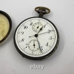 Lot Of 3 Lip & Others Pocket Watch Open Face Chronographs Repair/parts