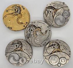 Lot Of 5 Antique Elgin Os 7j Pocket Watch Movements