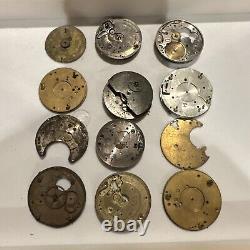 Lot Of Swiss Pocket Watch Movements- Parts