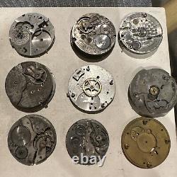 Lot Of Swiss Pocket Watch Movements- Parts